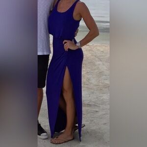 GUESS Blue Sleeveless Maxi Dress w high slit